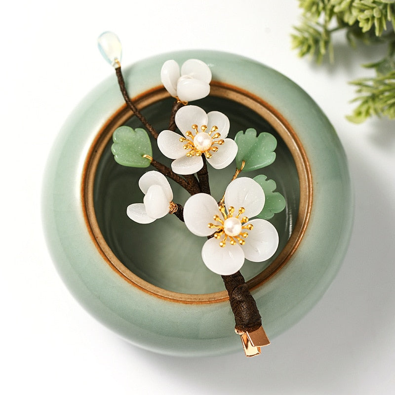 White Flower Hair Clip - Stay-Put Hair Clip for Women and Girls