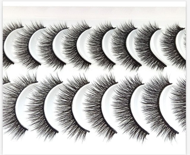 3/5/10 Pairs 3-D Handmade False Eyelashes, Strip Lashes 1 to 1.5 cm for Women and Girls