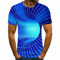 Three-Dimensional Intricate Vortex Tees for Men and Boys, O-Neck and Short Sleeves