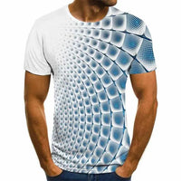 Three-Dimensional Intricate Vortex Tees for Men and Boys, O-Neck and Short Sleeves