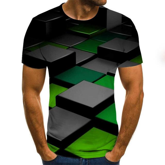 Three-Dimensional Intricate Vortex Tees for Men and Boys, O-Neck and Short Sleeves