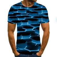 Three-Dimensional Intricate Vortex Tees for Men and Boys, O-Neck and Short Sleeves