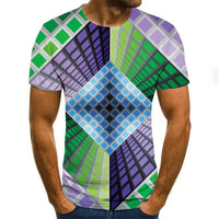 Three-Dimensional Intricate Vortex Tees for Men and Boys, O-Neck and Short Sleeves
