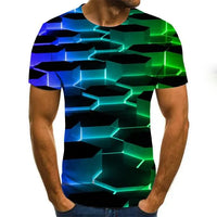 Three-Dimensional Intricate Vortex Tees for Men and Boys, O-Neck and Short Sleeves