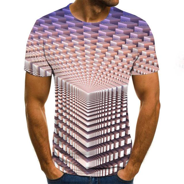 Three-Dimensional Intricate Vortex Tees for Men and Boys, O-Neck and Short Sleeves