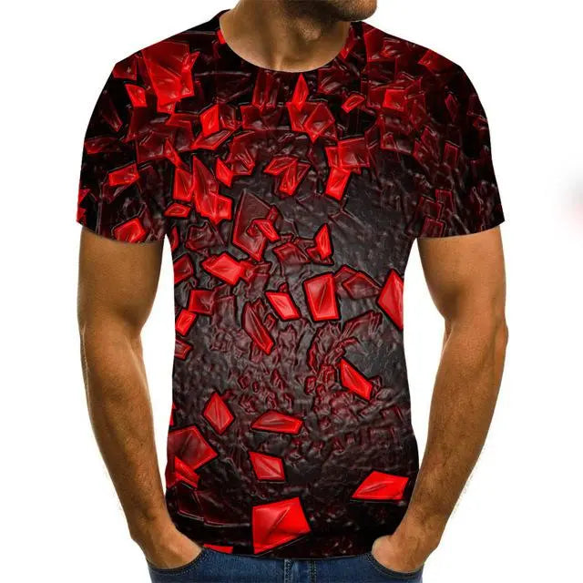 Three-Dimensional Intricate Vortex Tees for Men and Boys, O-Neck and Short Sleeves