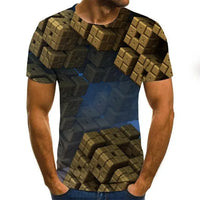 Three-Dimensional Intricate Vortex Tees for Men and Boys, O-Neck and Short Sleeves