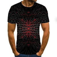 Three-Dimensional Intricate Vortex Tees for Men and Boys, O-Neck and Short Sleeves