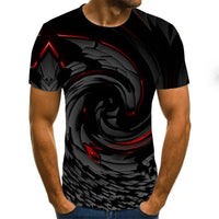 Three-Dimensional Intricate Vortex Tees for Men and Boys, O-Neck and Short Sleeves