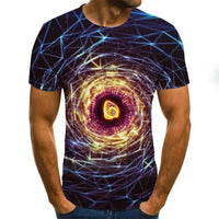Three-Dimensional Intricate Vortex Tees for Men and Boys, O-Neck and Short Sleeves