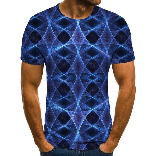 Three-Dimensional Intricate Vortex Tees for Men and Boys, O-Neck and Short Sleeves