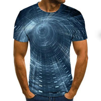 Three-Dimensional Intricate Vortex Tees for Men and Boys, O-Neck and Short Sleeves