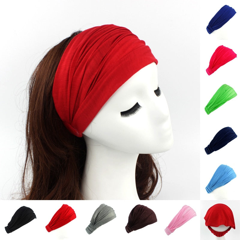 2 in 1 Cotton and Spandex Head Band/Wrap in Bold Colors for Women and Girls