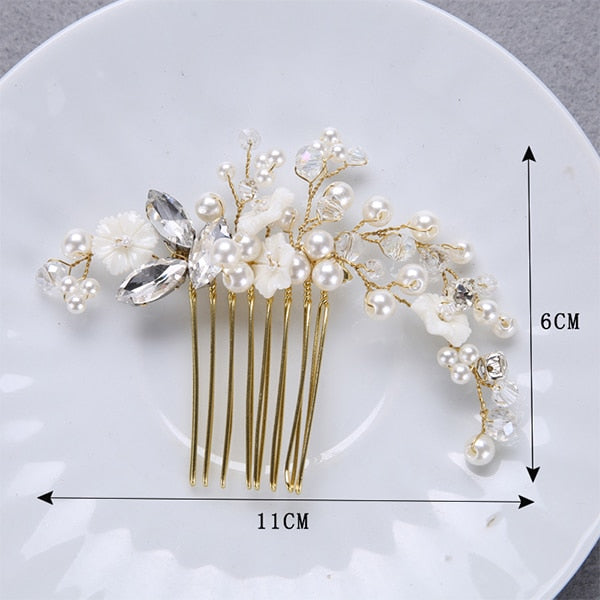 Gold, Crystal, Pearl Handmade Hair Combs for Women and Girls for Weddings/Special Occasions