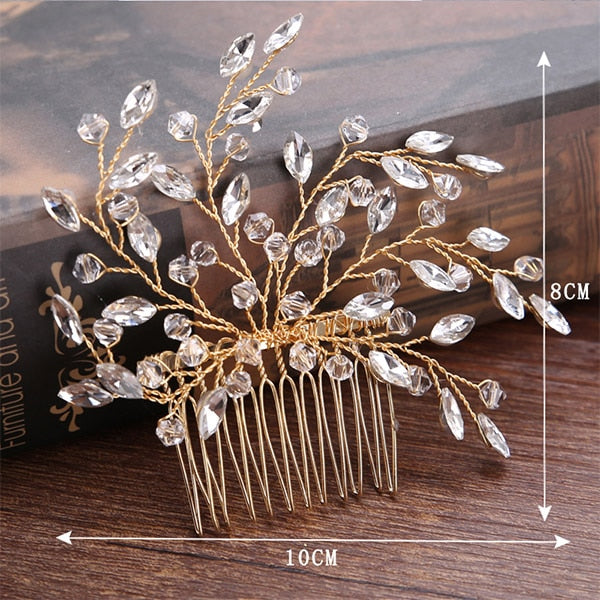 Gold, Crystal, Pearl Handmade Hair Combs for Women and Girls for Weddings/Special Occasions