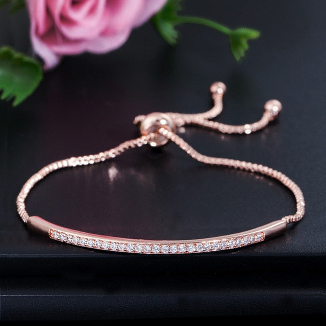 Adjustable Bracelet/Bangle for Women and Girls. Captivating Brilliant Rose Gold Jewelry.