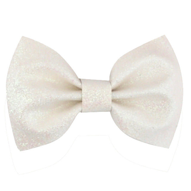 3 Inch Glitter/Synthetic Leather Bow/Hair Clips in 12 Colors for Girls