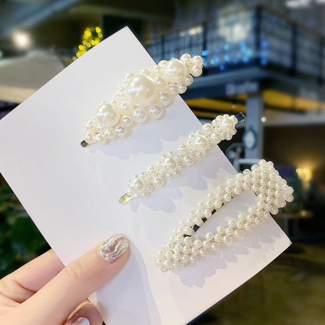 Elegant Beaded Geometric Style Hair Ornaments for Women and Girls - 3, 4, 5 Piece Clips